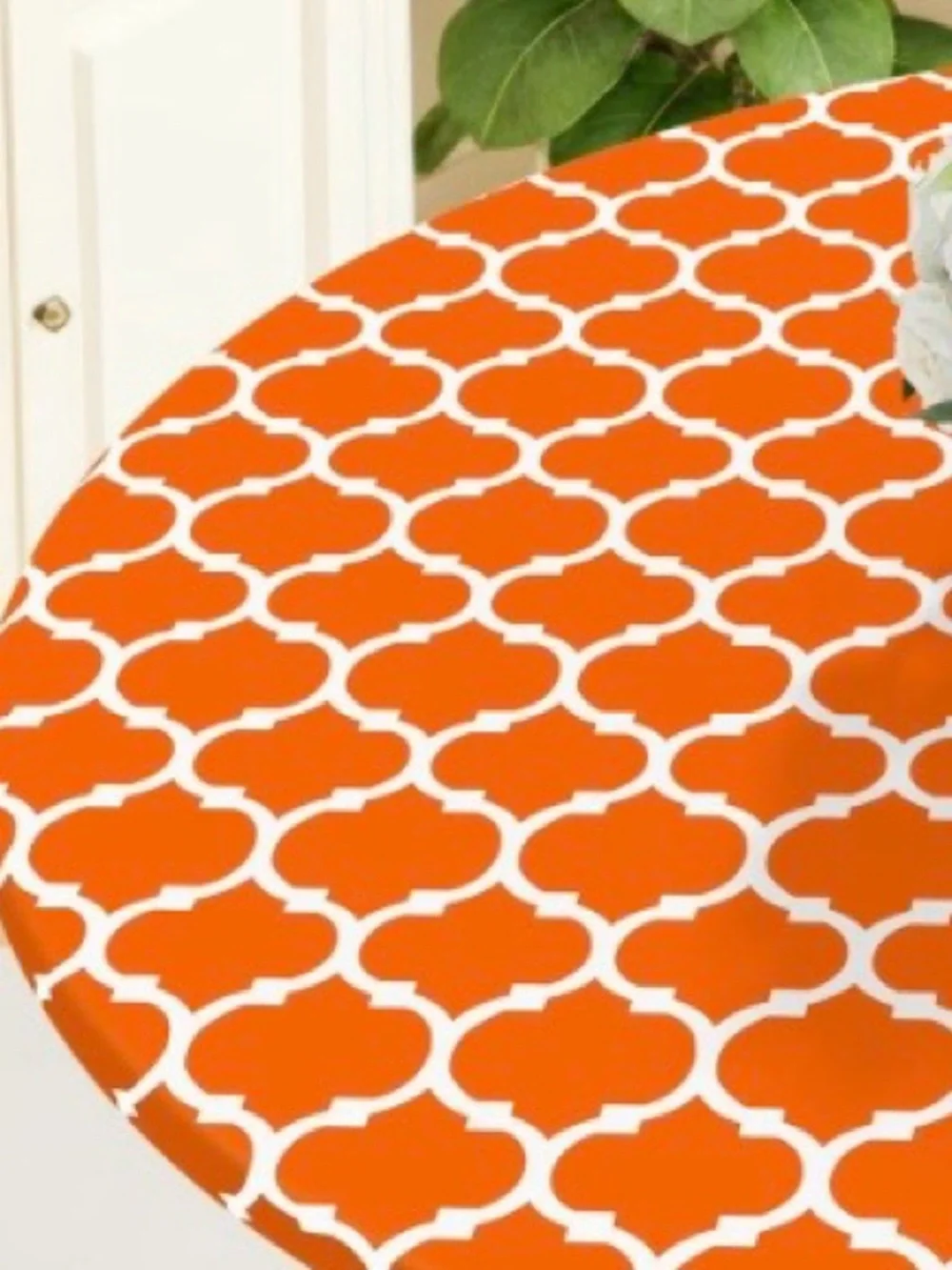 OUTDOOR Picnic VINYL Tablecloth WATERPROOF 45-56” ROUND - ORANGE